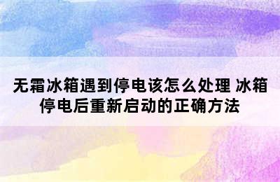 无霜冰箱遇到停电该怎么处理 冰箱停电后重新启动的正确方法